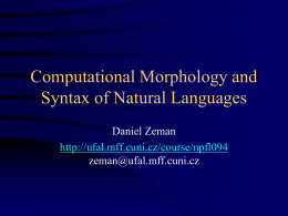 Morphological and Syntactic Analysis