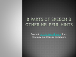 8 Parts of Speech Bell Ringer!