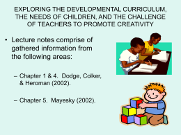 CHILDREN, TEACHERS AND CREATIVE ACTIVITIES