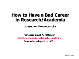 How to Have a Bad Career in Research/ Academia