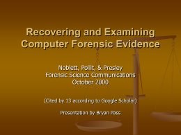 Recovering and Examining Computer Forensic