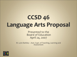 CCSD 46 Language Arts Proposal