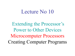 Lecture No 10 Microcomputer Processors Ports