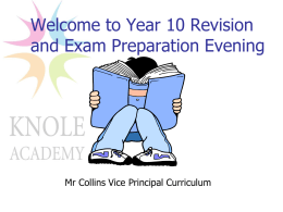 Welcome to Year 11 Revision and Exam Preparation