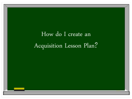 How do I create an Acquisition Lesson Plan? -