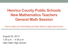 Henrico County Public Schools New Mathematics