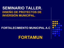 SEMINARIO TALLER. DISEÑO DE PROYECTOS DE INVERSIÓN