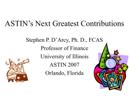 ASTIN’s Next Greatest Contributions