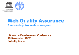Web Quality Assurance A workshop for web managers