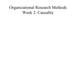 Organizational Research Methods Week 2: Causality