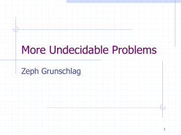 More Undecidable Problems