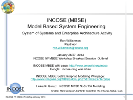 INCOSE MBSE System of Systems (SoS) Activity