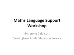 Maths Language Support Workshop