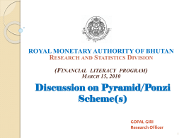 Discussion on Pyramid/ Ponzi Schemes