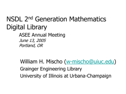 OAI & NSDL Research at Grainger: Briefing to UIUC