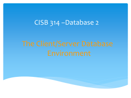 CISB 514 – Advanced Database Chapter 1: The