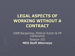 LEGAL ASPECTS OF WORKING WITHOUT A CONTRACT