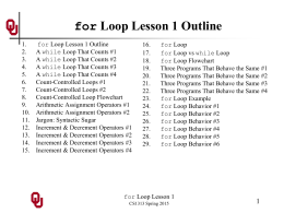 CS1313 for Loop Lesson 1