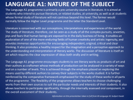 LANGUAGE A1: NATURE OF THE SUBJECT The Language A1