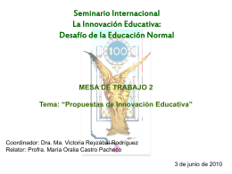 SEMINARIO INTERNACIONAL LA INNOVACIÓN EDUCATIVA: