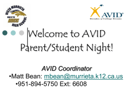 Welcome to AVID Parent/Student Night!