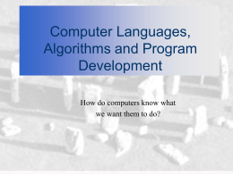 Chapter 4: Computer Languages, Algorithms and