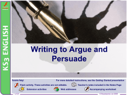 Writing to Argue and Persuade