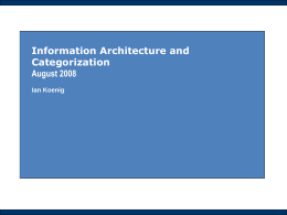 Information Architecture and Categorization -