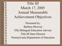 Title III, Part A Language Instruction for Limited