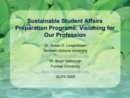 Integrating Sustainability into the Student