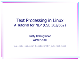 Text Processing in Linux A Tutorial for CSE