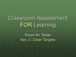 Classroom Assessment for Learning
