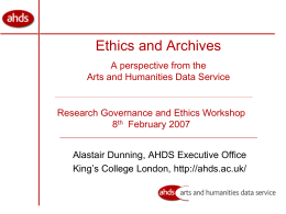 Arts and Humanities Data Service – An Introduction