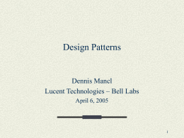Design Patterns - Department of Computer Science •