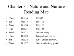 Chapter 3 - Nature and Nurture Reading Map -