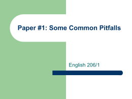 Paper #1: Some Common Pitfalls