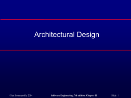 Architectural design 2 - Systems, software and