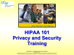 - HIPAA - UCSF Privacy and