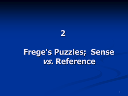 1. Frege`s Puzzles and The Sense/Reference