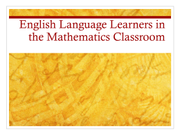 Language in the Mathematics Classroom