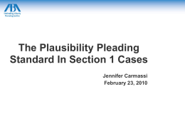 The Plausibility Pleading Standard In Section 1
