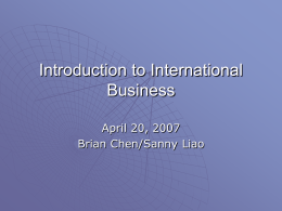 Introduction to International Business -