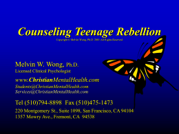 Counseling Teenage Rebellion