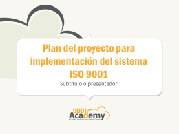 Plan del proyecto para implementación del sistema