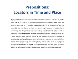 Prepositions: Locators in Time and Place