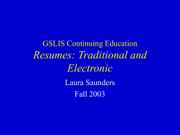 GSLIS Continuing Education Resumes: Traditional