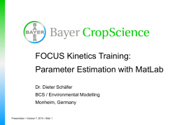 FOCUS Kinetics Training: Parameter Estimation with