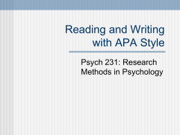 Reporting results: APA style