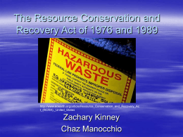 The Resource Conservation and Recovery Act of 1976
