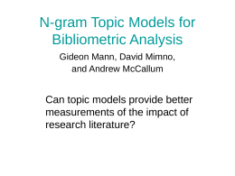 N-gram Topic Models for Bibliometric Analysis